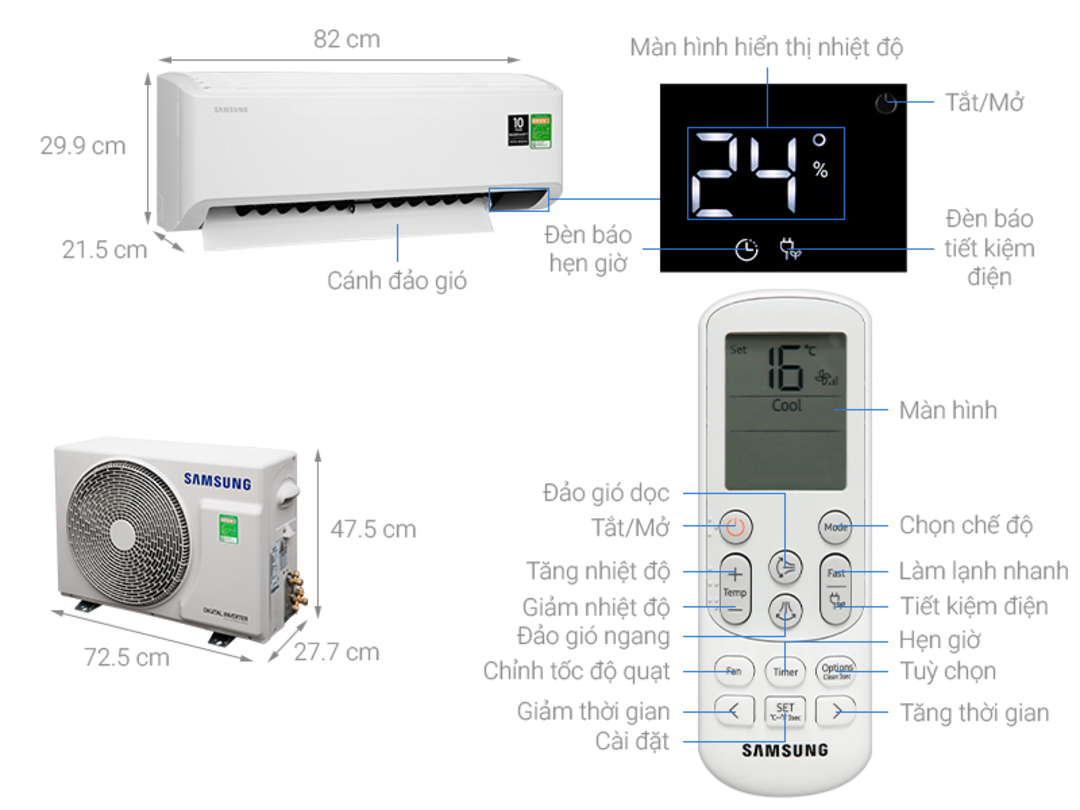 Máy lạnh Samsung Inverter 1.5HP AR13TYHQASIN